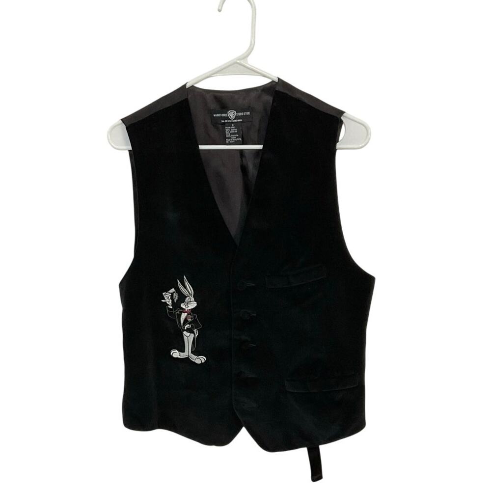 Vtg 90s Warner Bros Studio Looney Tunes Bugs Bunny Velvet Vest Men's Size Small